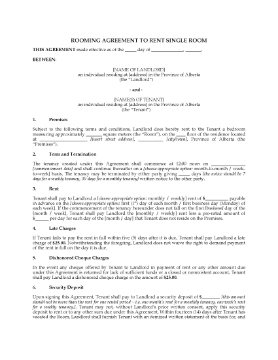 Show details for Alberta Rooming Agreement to Rent Single Room Picture of Alberta Rooming Agreement to Rent Single Room
