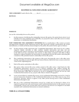 Canada Mutual Nondisclosure Agreement Picture of Mutual Nondisclosure Agreement | Canada