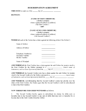 Show details for Subordination Agreement | UK Picture of Subordination Agreement | UK