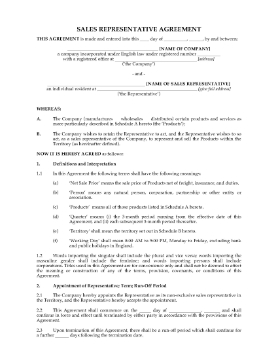 Show details for Non-Exclusive Sales Representative Agreement | UK Picture of Non-Exclusive Sales Representative Agreement | UK