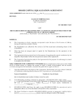 Show details for Alberta Share Capital Equalization Agreement Picture of Alberta Share Capital Equalization Agreement