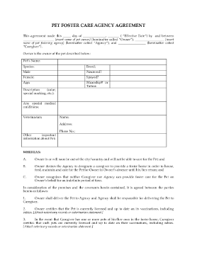 Show details for Pet Foster Care Agreement Picture of Pet Foster Care Agreement