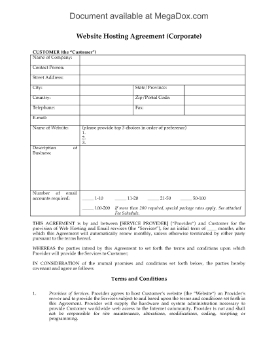 Show details for Web Hosting Agreement for Corporate Customers Picture of Web Hosting Agreement for Corporate Customers