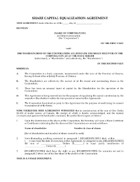 Show details for Ontario Share Capital Equalization Agreement Picture of Ontario Share Capital Equalization Agreement