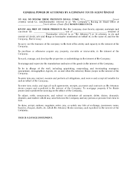 Show details for General Power of Attorney from Company to Agent | India Picture of General Power of Attorney from Company to Agent | India