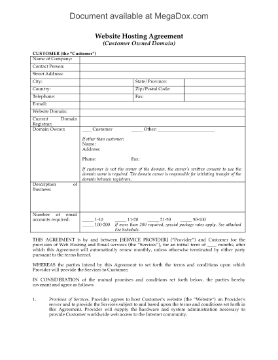 Show details for Web Hosting Agreement for Domain Owned by Customer Picture of Web Hosting Agreement for Domain Owned by Customer