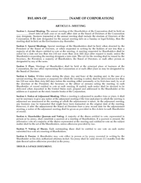 Template Bylaws for Florida Profit Corporation Template Bylaws for Florida Profit Corporation