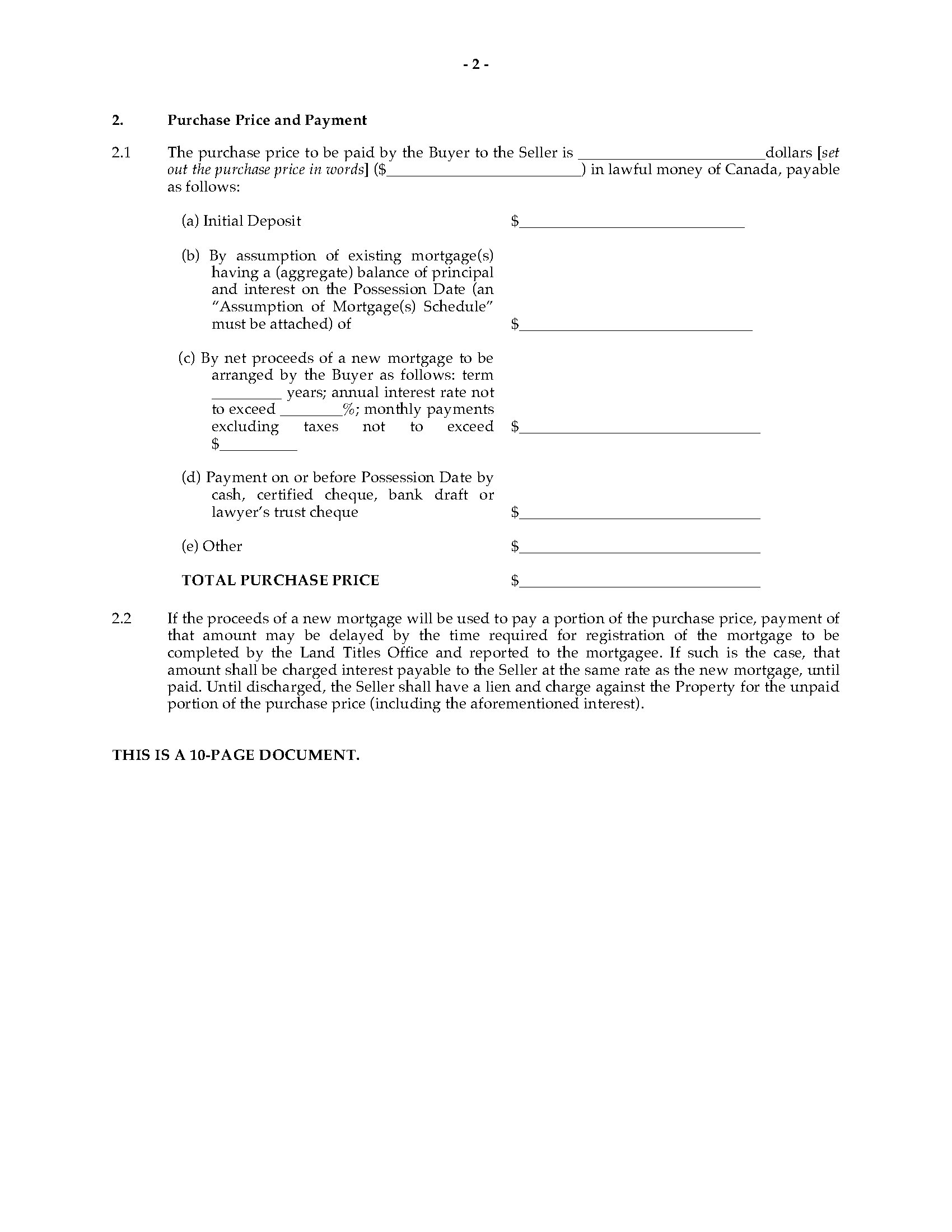 Manitoba FSBO Real Estate Contract | MegaDox.com