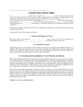 Show details for Charitable Trust Deed | USA Picture of Charitable Trust Deed | USA