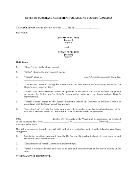 Show details for Offer to Purchase Marine Vessel | Canada Picture of Offer to Purchase Marine Vessel | Canada