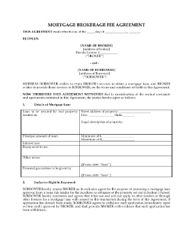Show details for Florida Mortgage Brokerage Fee Agreement Picture of Florida Mortgage Brokerage Fee Agreement