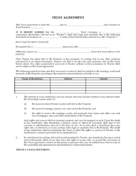 Illinois Land Trust Agreement Illinois Land Trust Agreement