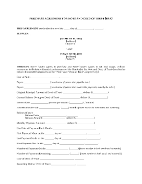 Show details for USA Purchase Agreement for Deed of Trust Picture of USA Purchase Agreement for Deed of Trust