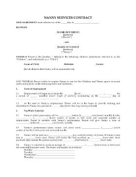 Show details for Nanny Employment Contract (No Agency) Picture of Nanny Employment Contract (No Agency)