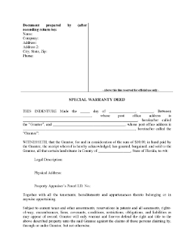 Show details for Florida Special Warranty Deed Picture of Florida Special Warranty Deed