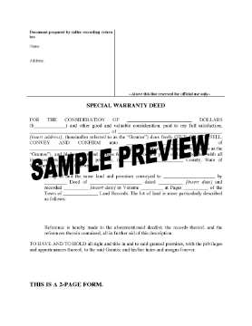 Show details for Vermont Special Warranty Deed Picture of Vermont Special Warranty Deed