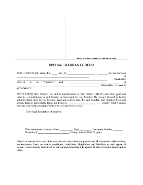 Show details for West Virginia Special Warranty Deed Picture of West Virginia Special Warranty Deed