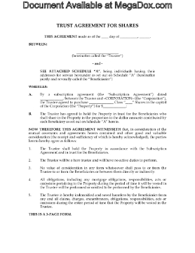 Show details for Trust Agreement for Shares Picture of Trust Agreement for Shares