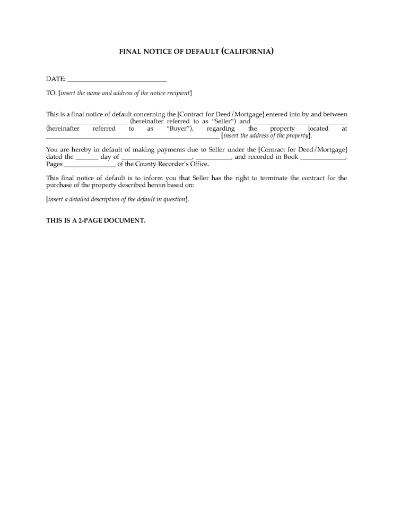 Picture of California Final Notice of Default