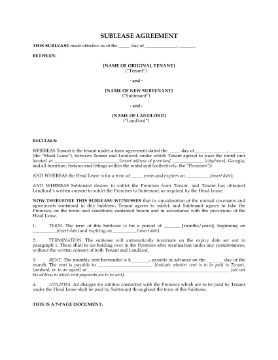 Show details for Georgia Residential Sublease Agreement Picture of Georgia Residential Sublease Agreement