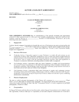 Show details for Actor Loan Out Agreement for SAG actors | USA Picture of Actor Loan Out Agreement for SAG actors | USA