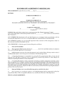 Show details for Michigan Roommate Agreement Picture of Michigan Roommate Agreement