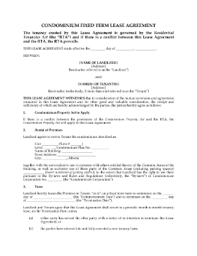 Picture of Alberta Condominium Fixed Term Lease