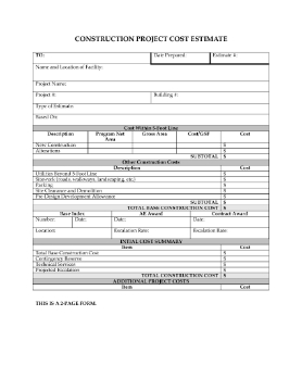 Show details for Construction Project Cost Estimate Picture of Construction Project Cost Estimate