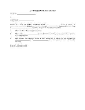 Show details for Affidavit of Survivorship | USA Picture of Affidavit of Survivorship | USA