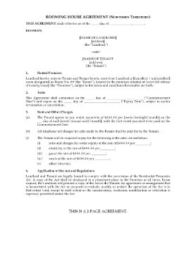 Show details for Northern Territory Rooming House Agreement Picture of Northern Territory Rooming House Agreement