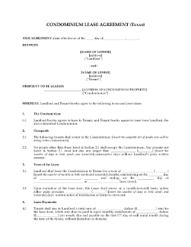 Show details for Texas Condominium Lease Agreement Picture of Texas Condominium Lease Agreement