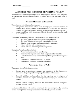 Show details for Accident and Incident Reporting Policy Picture of Accident and Incident Reporting Policy