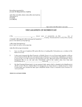 Show details for Arizona Declaration of Homestead Picture of Arizona Declaration of Homestead