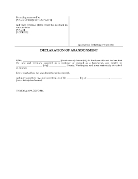 Show details for Washington Declaration of Abandonment of Declared Homestead Picture of Washington Declaration of Abandonment of Declared Homestead