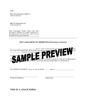 Show details for Nevada Declaration of Homestead for Single Person Picture of Nevada Declaration of Homestead for Single Person