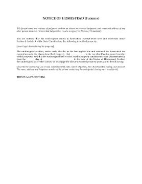 Show details for Florida Notice of Homestead Picture of Florida Notice of Homestead