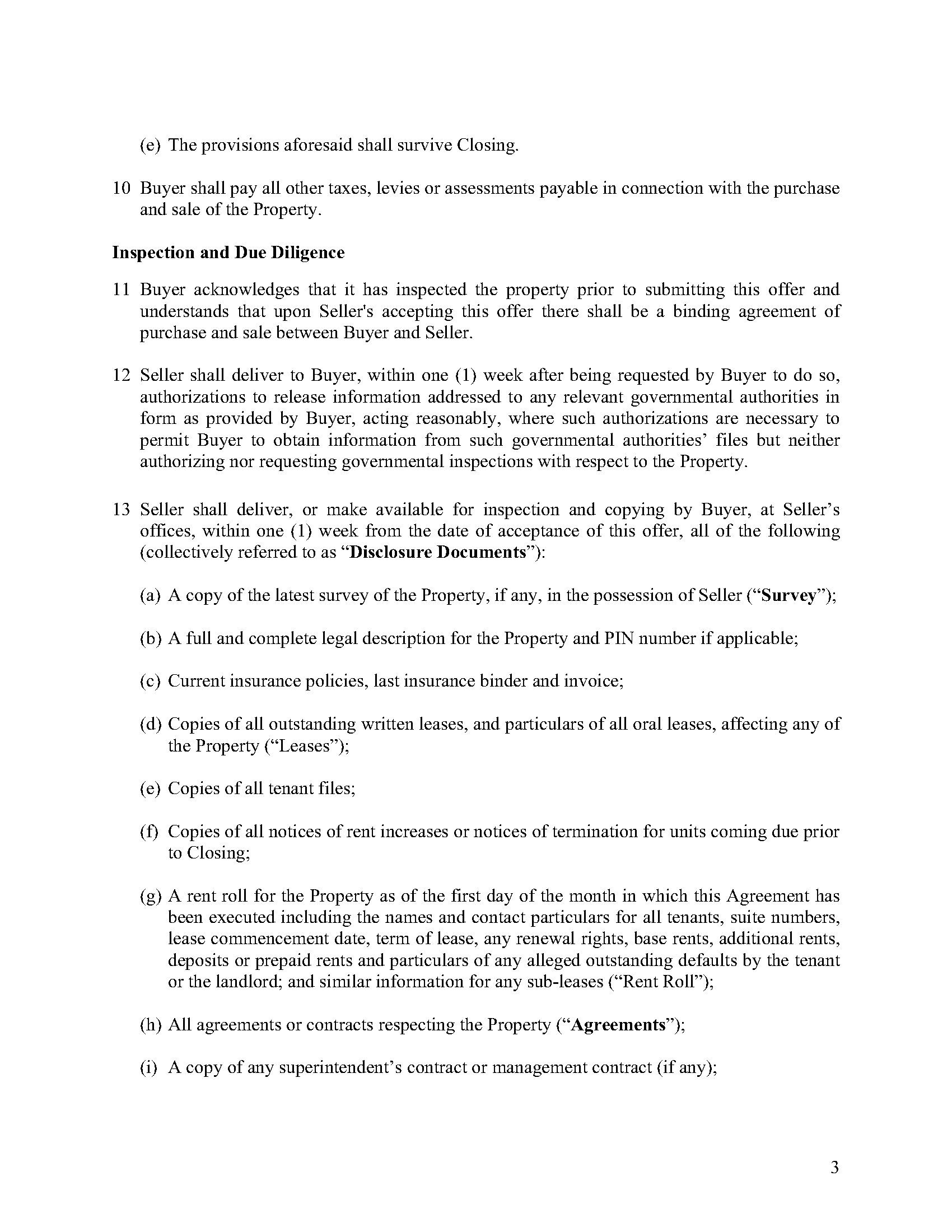 Ontario Purchase and Sale Agreement for Commercial Property