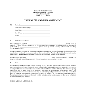 Show details for California Patient Fee and Lien Agreement Picture of California Patient Fee and Lien Agreement