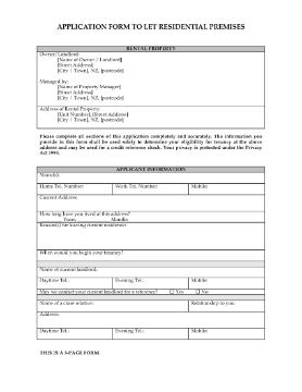Show details for New Zealand Application to Let Residential Premises Picture of New Zealand Application to Let Residential Premises