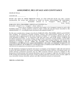 Texas Assignment, Bill of Sale and Conveyance of Oil & Gas Leases Picture of Texas Assignment, Bill of Sale & Conveyance of Oil & Gas Leases