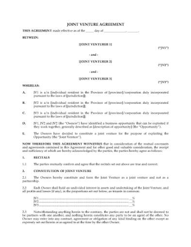 Picture of Newfoundland Joint Venture Agreement
