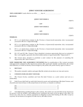 Saskatchewan Joint Venture Agreement Saskatchewan Joint Venture Agreement