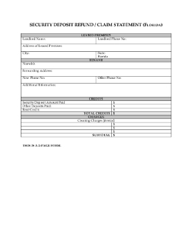 Show details for Florida Security Deposit Statement Picture of Florida Security Deposit Statement