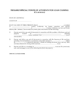 Show details for California Power of Attorney for Mortgage Closing Picture of California Power of Attorney for Mortgage Closing