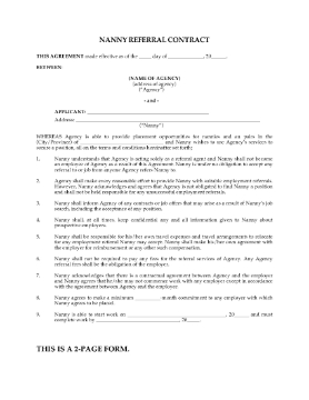 Show details for Nanny Referral Contract | Canada Picture of Nanny Referral Contract | Canada