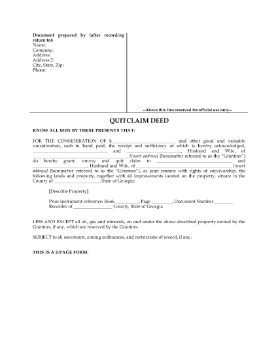 Show details for Georgia Quitclaim Deed for Joint Ownership Picture of Georgia Quitclaim Deed for Joint Ownership