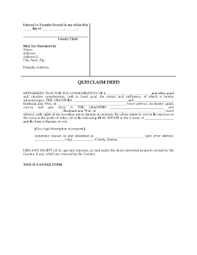 Show details for Kansas Quitclaim Deed for Joint Ownership Picture of Kansas Quitclaim Deed for Joint Ownership