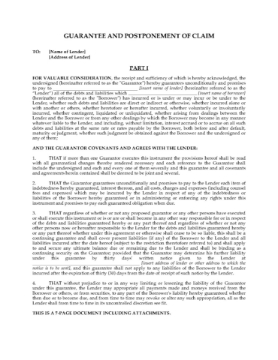 Alberta Guarantee and Postponement of Claim Alberta Guarantee and Postponement of Claim
