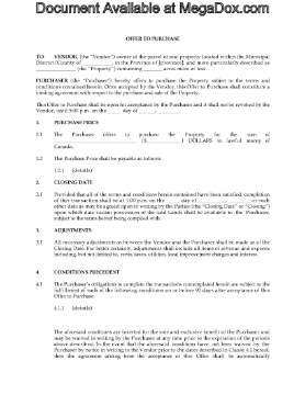 Show details for Offer to Purchase Controlled Land | Canada Picture of Offer to Purchase Controlled Land | Canada