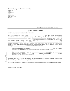 Show details for Massachusetts Quitclaim Deed for Joint Ownership Picture of Massachusetts Quitclaim Deed for Joint Ownership